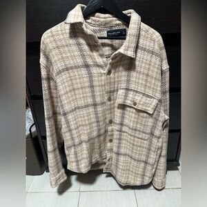 Abercrombie & Fitch Beige and Cream Flannel Shirt